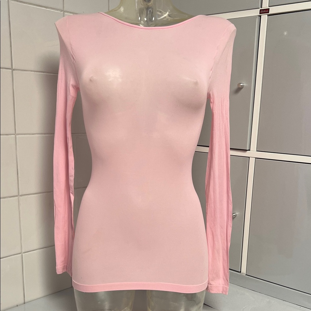 Ballet Pink Deep Scoop Back Sheer Stocking Top GUC